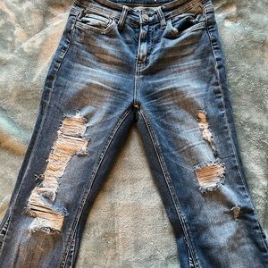 Flying monkey flare distressed jeans